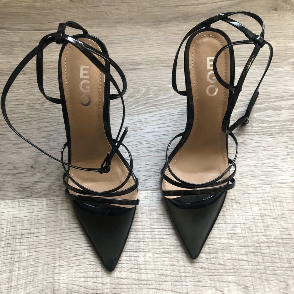 EGO Kaia Pointed Barely There Heels - Black